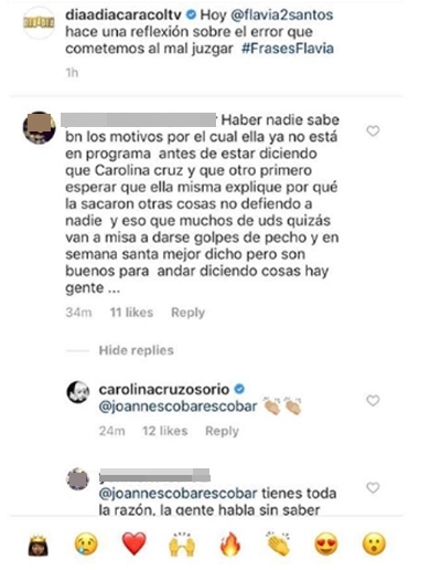 Print de discusión sobre salida de Mónica Rodríguez con un televidente en el Instagram de Día a día