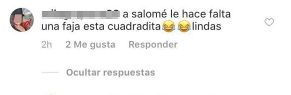 Comentario de un seguidor de Daniela Ospina diciéndole que le ponga faja a Salomé