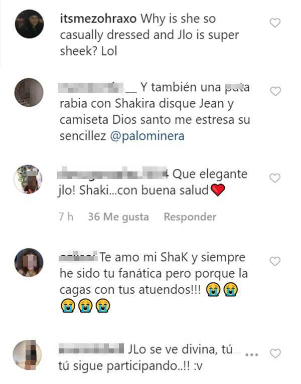 Print de comentarios de redes criticando pinta de Shakira