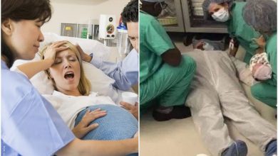 Selfie en sala de parto: toma foto de su esposo desmayado