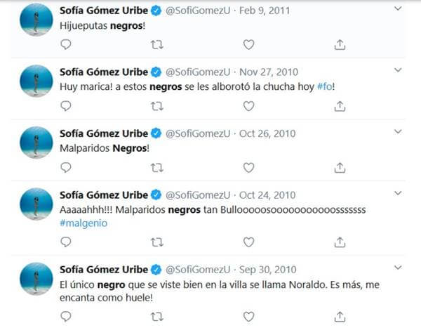 Print del Twitter de Sofía Gómez