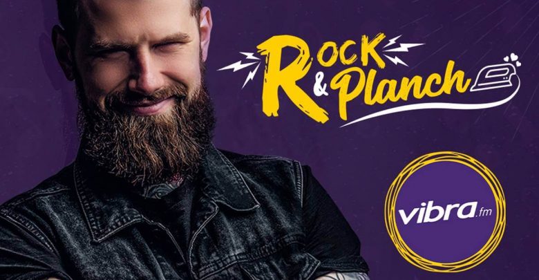 Imagen con logo de vibra, modelo rockero y texto Rock and Planch