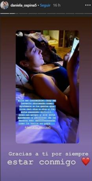Captura de pantalla de la historia de Harold Jiménez sobre su novia, Daniela Ospina.