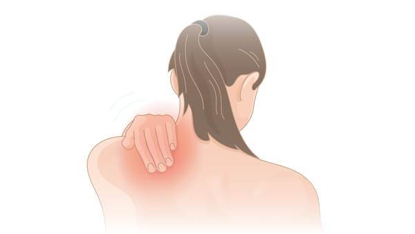 Ilustración de una mujer con dolor de espalda
