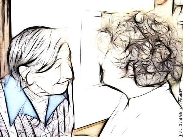 Ilustración de dos personas hablando