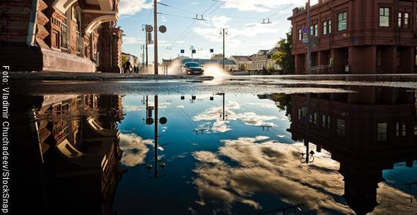 Foto de una inundación en una ciudad