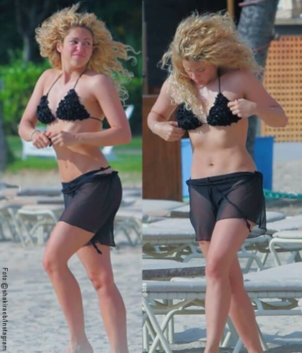 Foto de Shakira con un vestido de baño negro