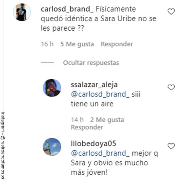 Screenshot de los comentarios en los que dicen que Epa Colombia se parece a Sara Uribe