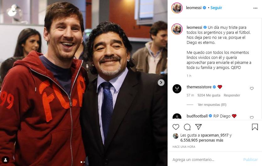 Foto de Messi al lado de Pelusa
