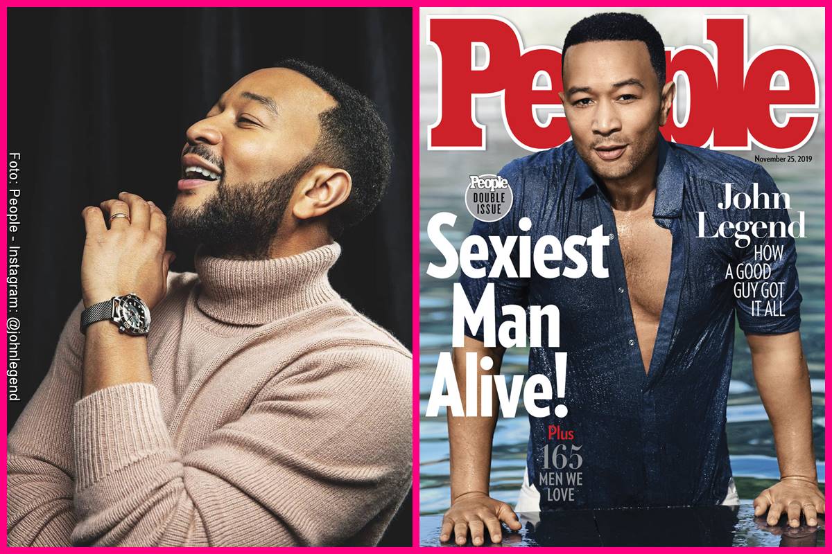 Foto comparando a John Legend en la portada de People y como se ve actualmente