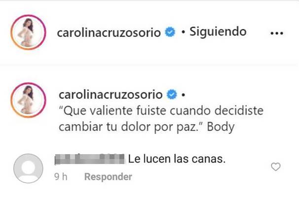 Comentario en Instagram sobre canas de caro Cruz