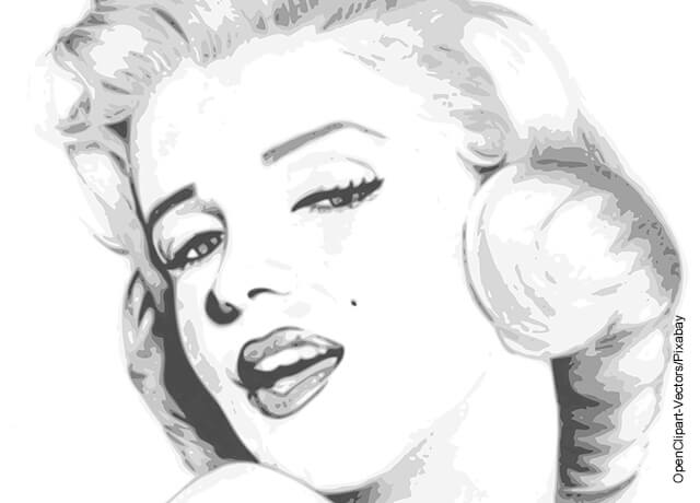 Foto de un dibujo a lápiz de Marilyn Monroe