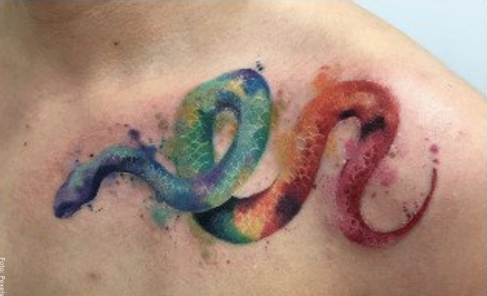 Foto de tatuaje de serpiente de colores