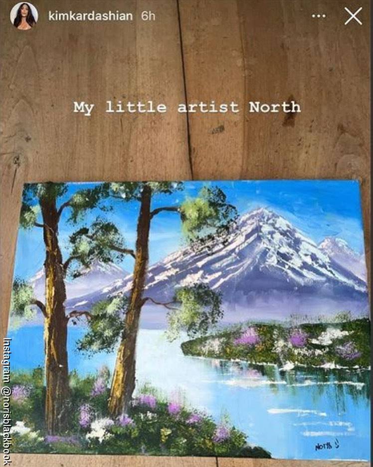 Screenshot de la cuenta de Instagram de Kim Kardashian mostrando el trabajo de su hija