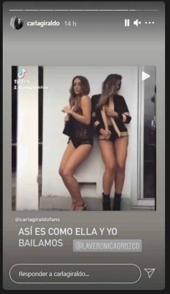 Screenshot de la publicación hecha por Carla Giraldo de su baile en las redes sociales