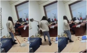 Mujer cogió a "traperazos" a su jefe por acosarla sexualmente