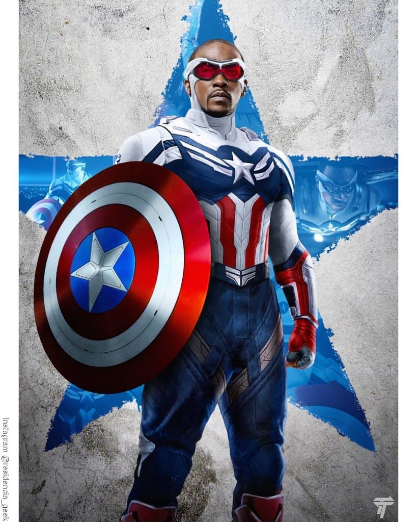Diseño de Falcon siendo el nuevo Capitán América 