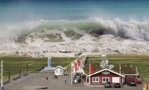 Foto de un pueblo que va a ser arrasado por olas que muestra qué significa soñar con tsunami