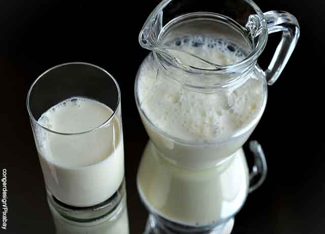 Foto d euna taza y vaso de leche sobre una mesa