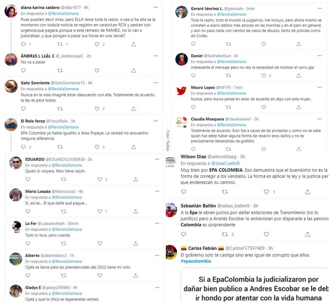 Screenshot de los comentarios hechos sobre el video de Epa Colombia