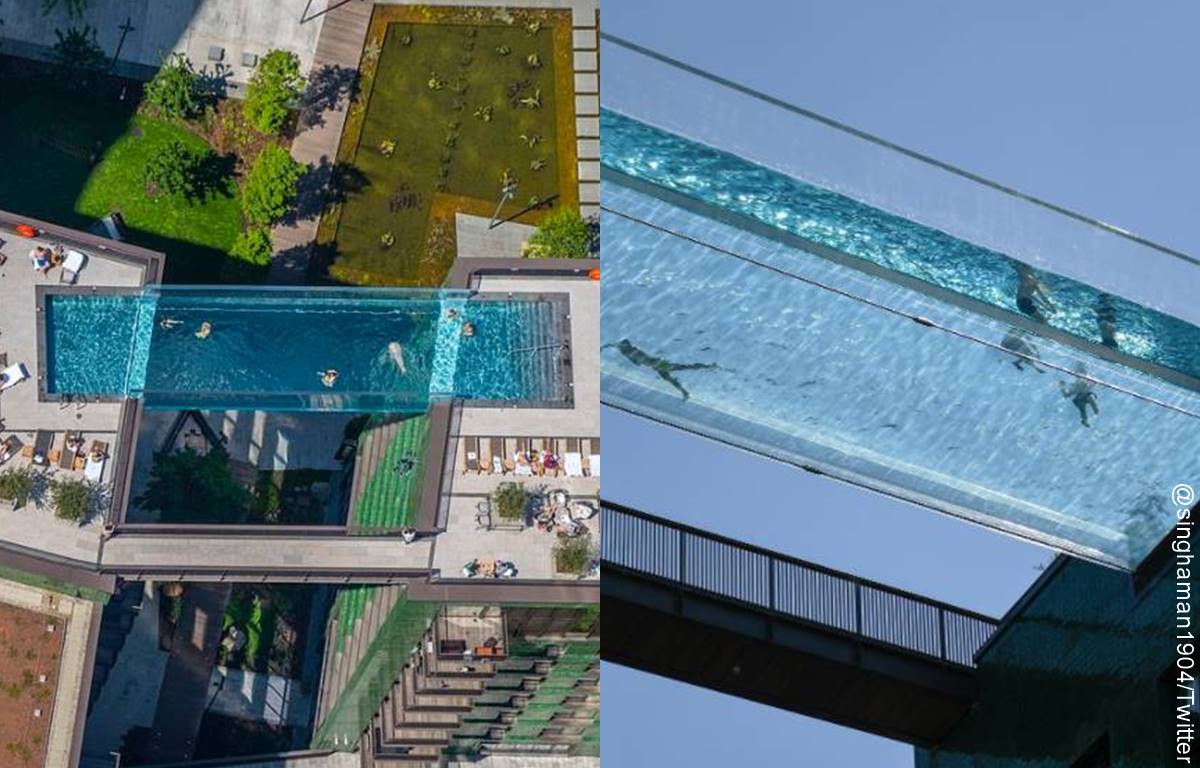 Esta es la piscina flotante de Londres, a 35 metros de altura