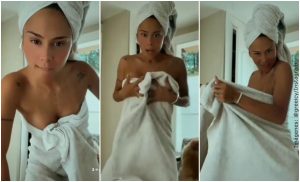 Greeicy Rendón recreó video viral en toalla y casi muestra de más