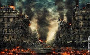 Foto de una calle incendiada que revela qué significa soñar con el fin del mundo