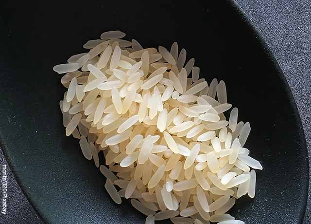 Foto de granos de arroz crudo que revelan cómo hacer harina de arroz