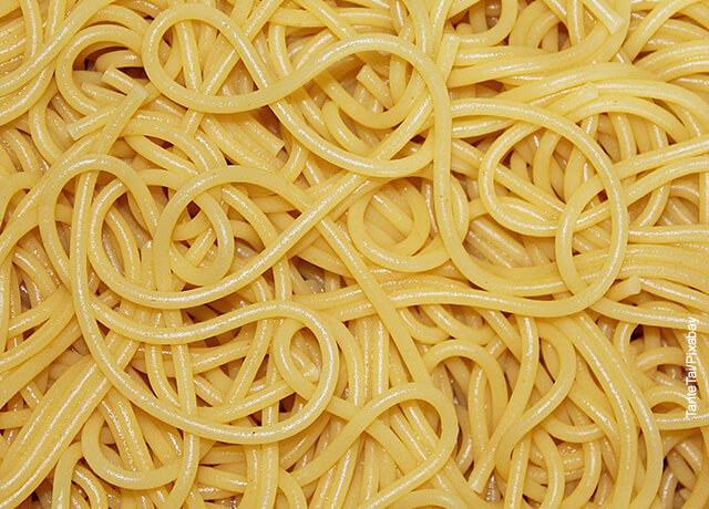 Foto de pasta cocinada que muestra las recetas de espaguetis
