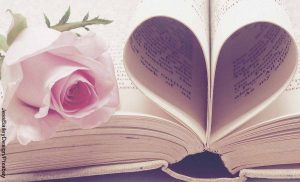 Foto de las hojas de un libro que forman un corazón que muestra qué significa la palabra amor