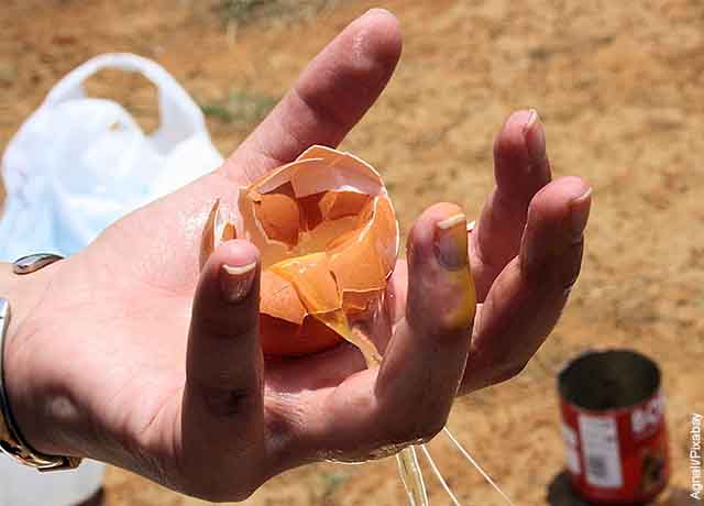 Foto de una persona con un huevo en la mano