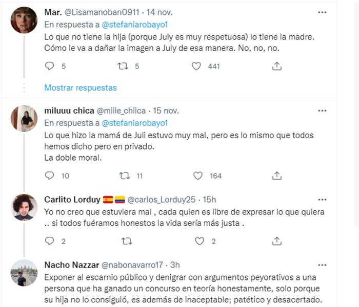Screenshot de los comentarios a favor y en contra de la nueva Señorita Colombia