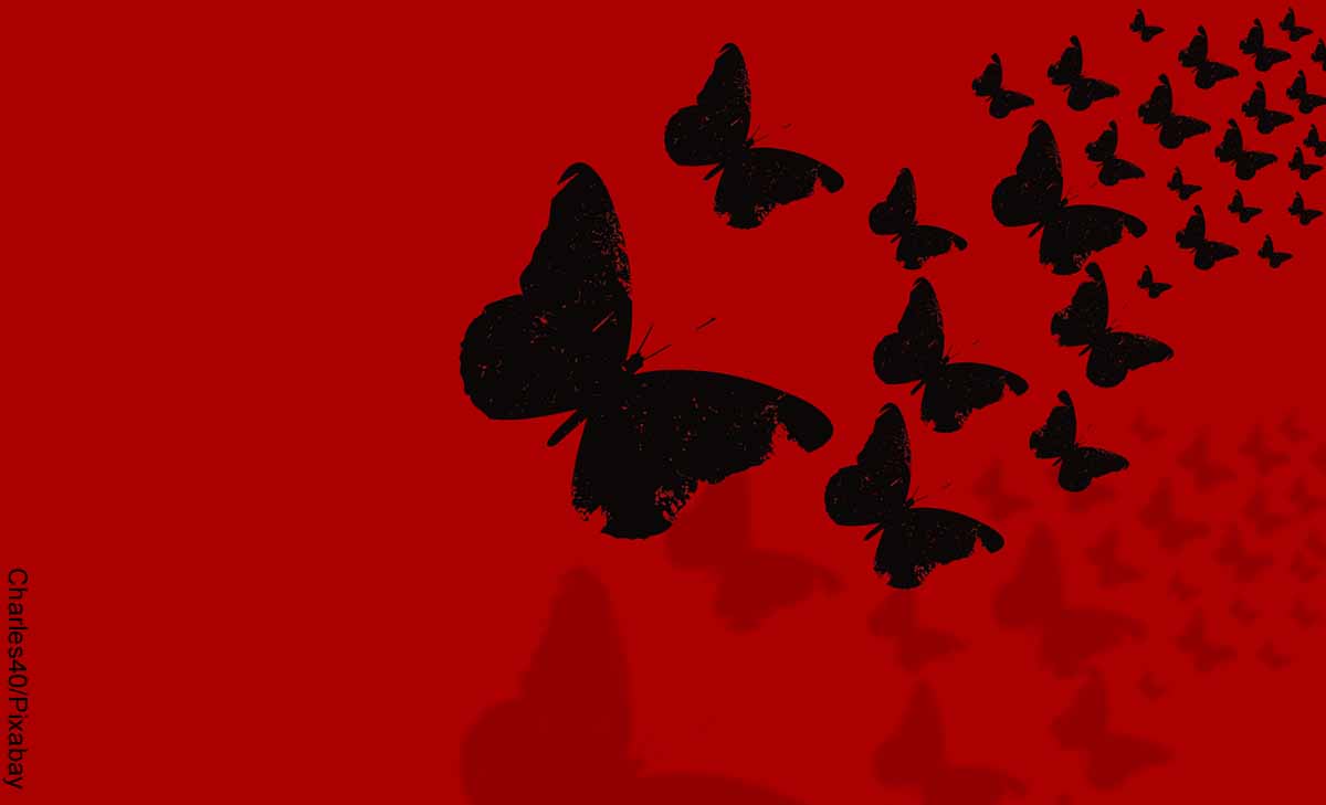 Foto de una ilustración de muchas mariposas volando que revelan lo que es soñar con mariposas negras
