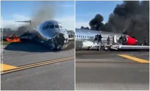 En video quedó captado avión que prendió en llamas tras aterrizaje forzoso