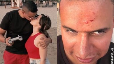 Video romántico en la playa terminó en risas por golpe de dron