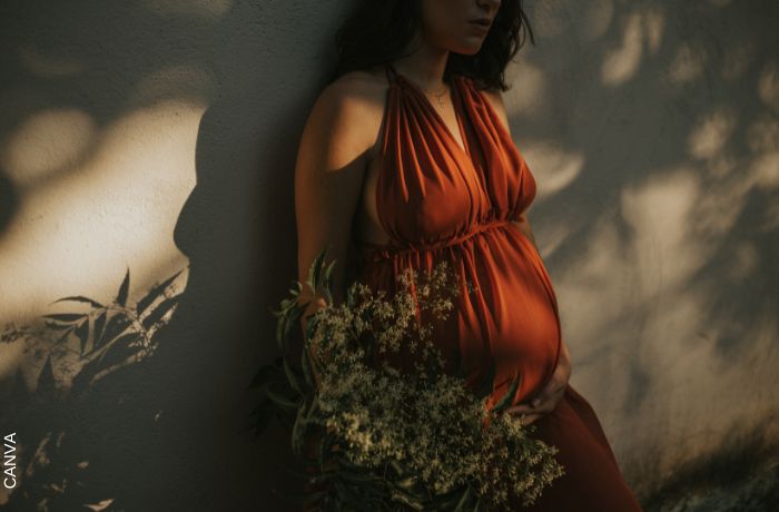 Foto de una mujer embarazada posando