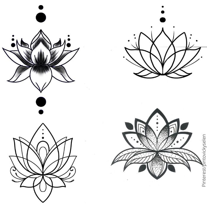 Ilustración de diseños flor de loto: dibujo para tatuaje que te va a encantar