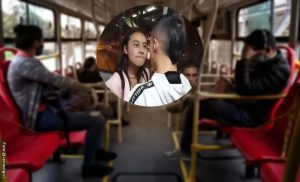 ScreenShot de una pareja peleando dentro de un Transmilenio