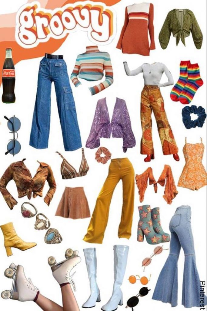 Mosaico de varias prendas de ropa de los 70