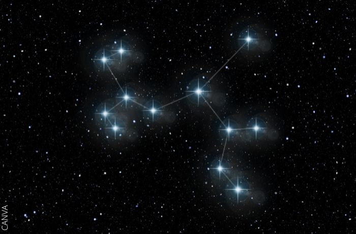 Ilustración de una constelación en el cielo
