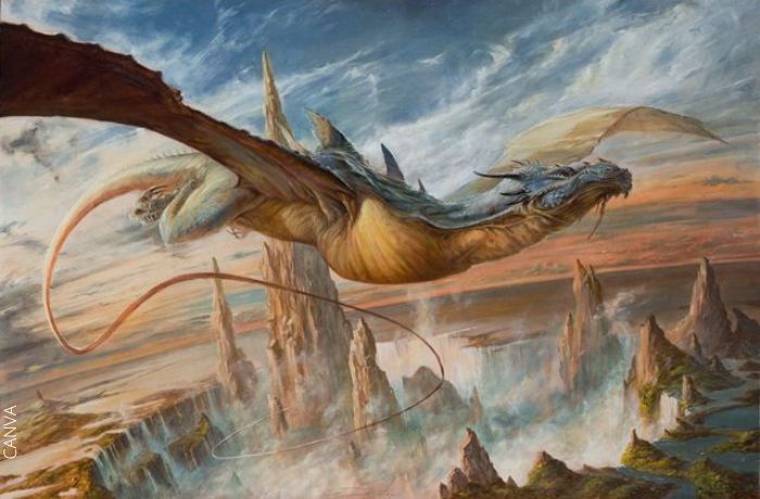 Ilustración de un dragón volando