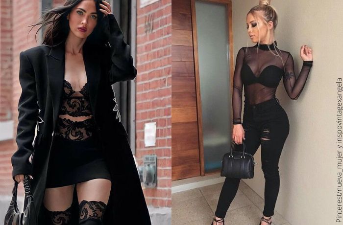 Fotos de mujeres vestidas de negro con ropa sexy