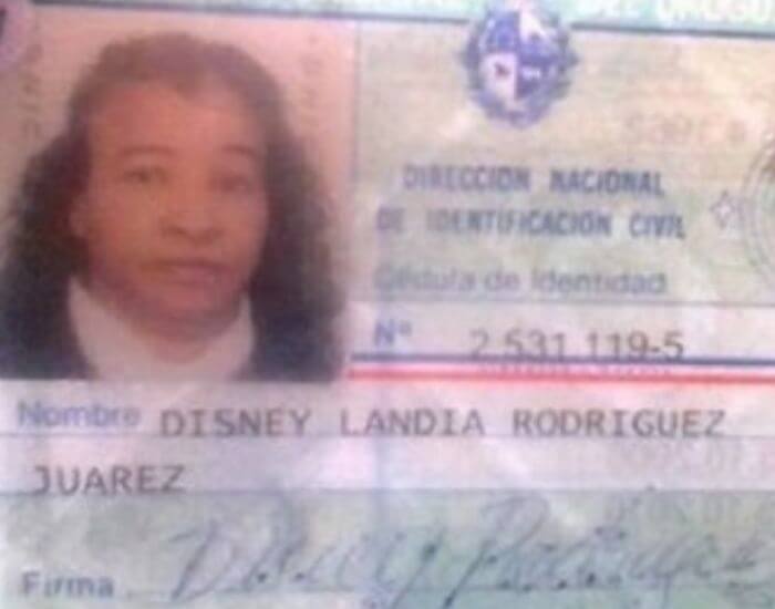 Foto de un documento de identificación con el nombre Disney Landia