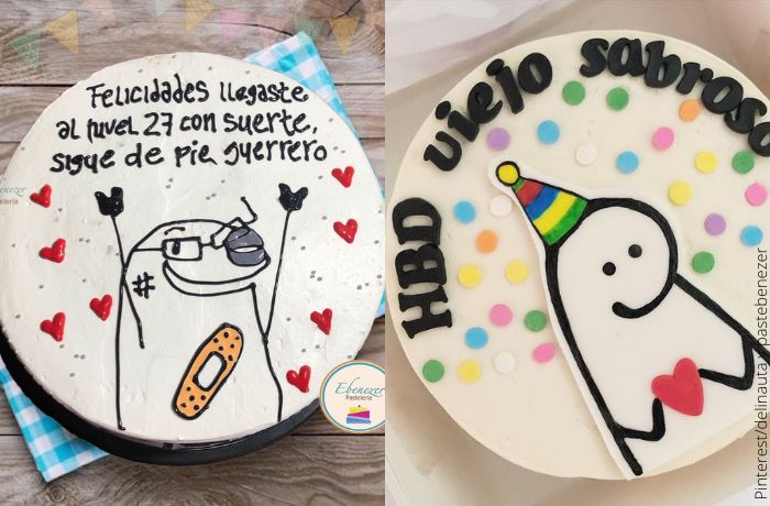 Foto de dos pasteles decorados con memes