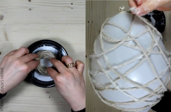Foto de el proceso para hacer lámparas colgantes artesanales