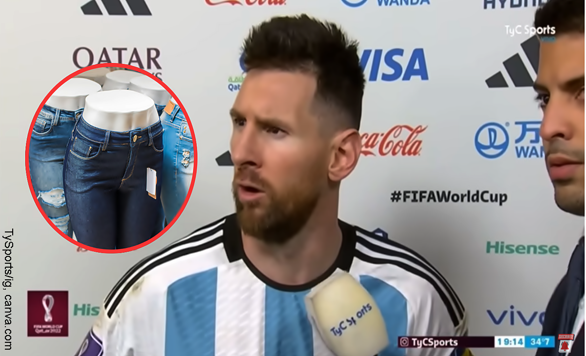 En Bogotá, lanzaron jeans femeninos con el "Qué miras, bobo" de Messi