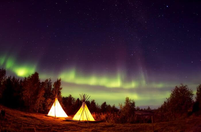 Foto de una aurora boreal