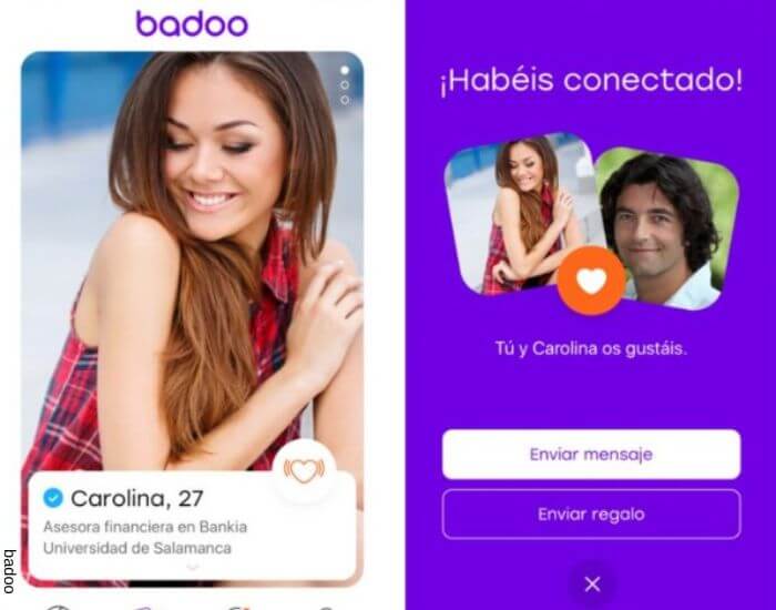 Foto de la página de inicio de una de las aplicaciones para conocer gente, badoo