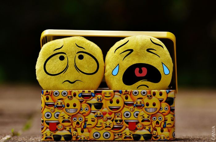 Foto de dos almohadas de emojis tristes