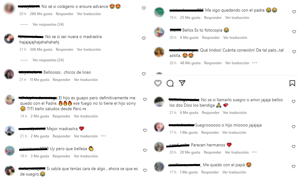 Screenshot de comentarios hechos a Gregorio Pernía por la su hijo donde le dicen suegro y otras cosas.